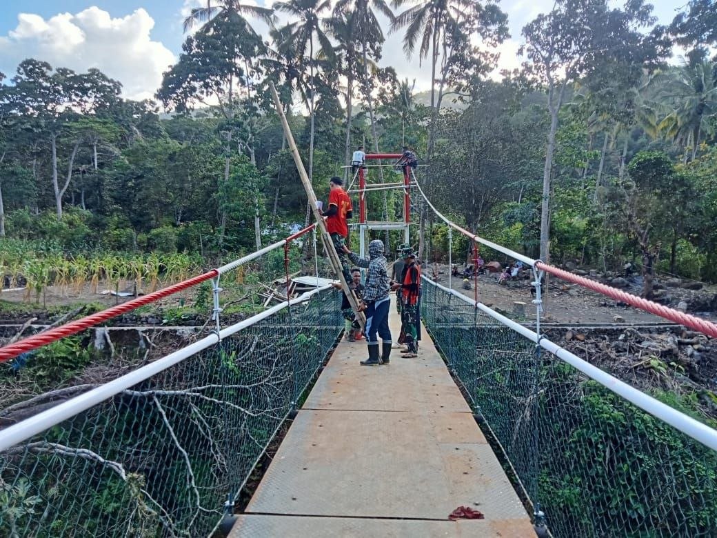 Jembatan Gantung Pattuku-Lemo Dilengkapi Prasasti, Tandai Tuntasnya Sasaran TMMD ke-129