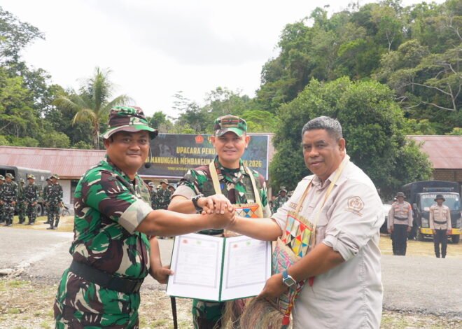 Penutupan TMMD Ke-129 TA 2026 di Kampung Sesor Resmi Ditutup Danrem 181/PVT