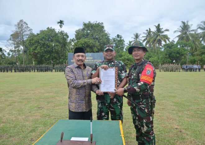 Dansatgas TMMD ke-129 Kodim 0102/Pidie Bersama Bupati Tanda Tangani Naskah Serah Terima, Seluruh Sasaran Rampung 100 Persen