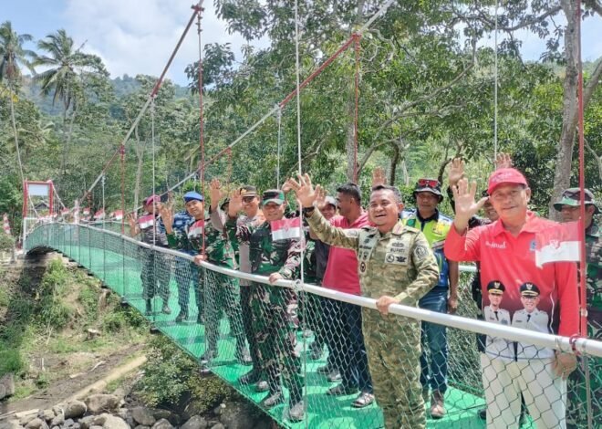 Kolaborasi TNI Dan Pemda, Jembatan Gantung Hasil TMMD Ke 129 Di Resmikan