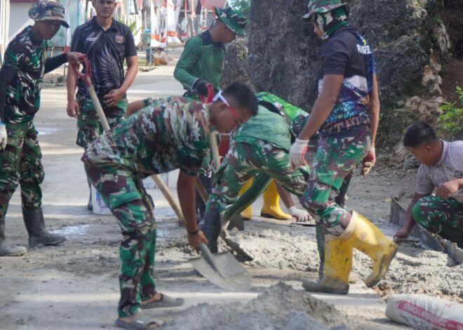 Kemanunggalan TNI dan Rakyat Semakin Kokoh, Kekompakan Warnai Pelaksanaan TMMD Ke-129 di Kepulauan Umbele