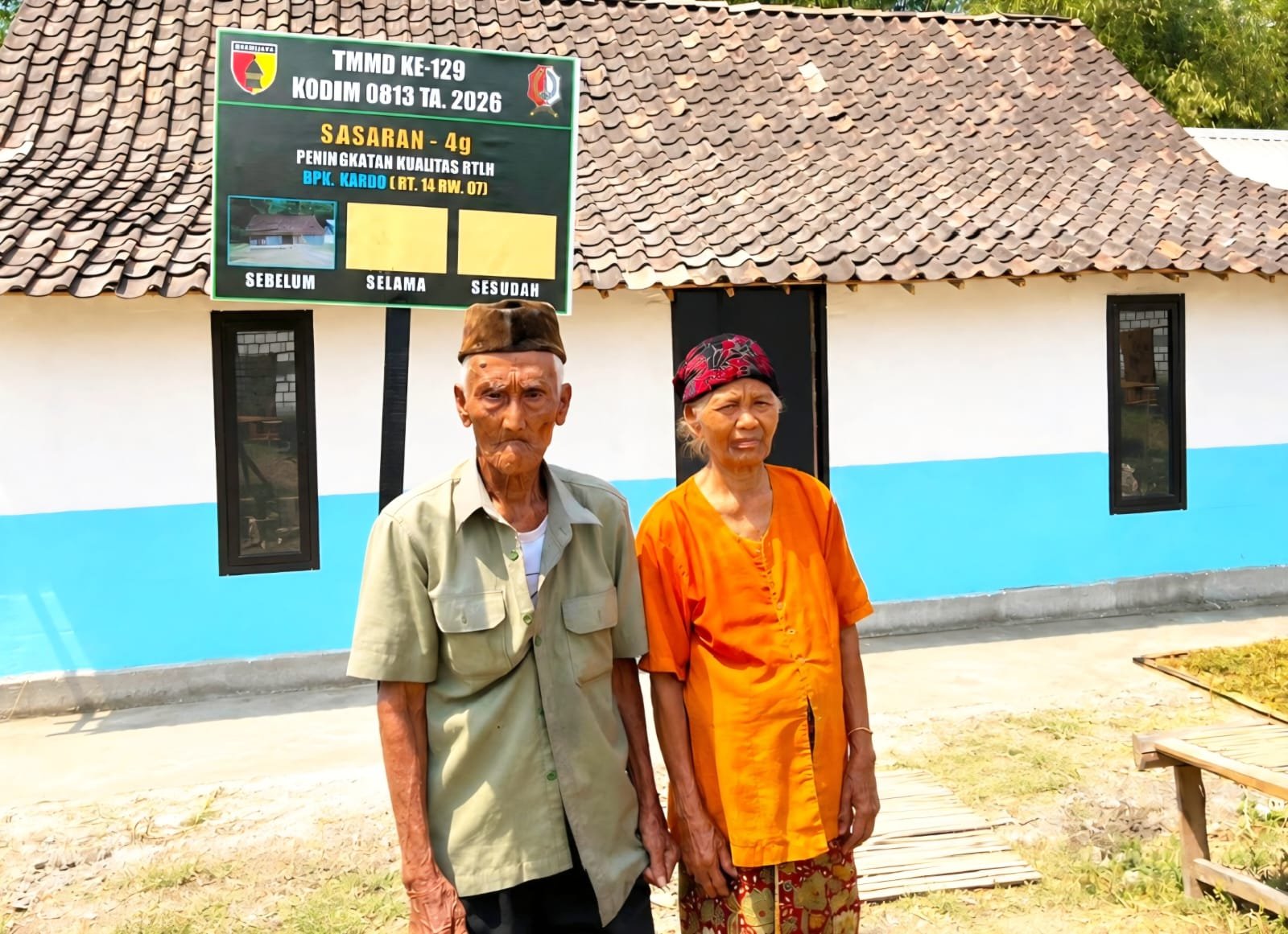 Ucapan Terima Kasih Mbah Kardo! Rumah Reyotnya Kini Jadi Hunian Nyaman Lewat TMMD 129 Bojonegoro