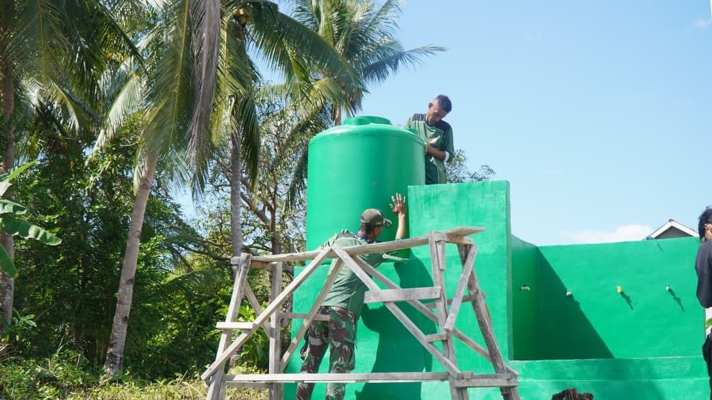 Tower Air Manunggal Air Bersih di Desa Umbele Lama Berdiri Kokoh, Pekerjaan Terus Tunjukkan Hasil Positif