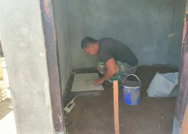 Pemasangan Keramik RTLH Jadi Fokus Satgas TMMD Ke-129 Kodim 1626/Bangli Usai Penyelesaian Atap