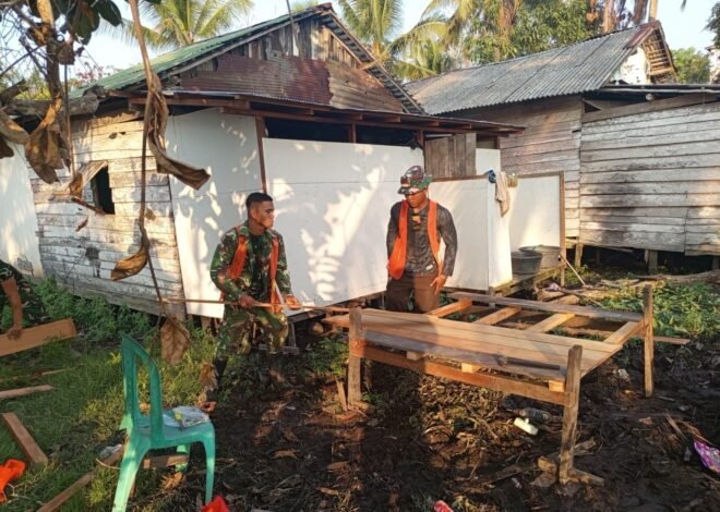 Gotong Royong Satgas dan Warga Percepat Pembangunan MCK TMMD Ke-129 di Desa Bandar Raya