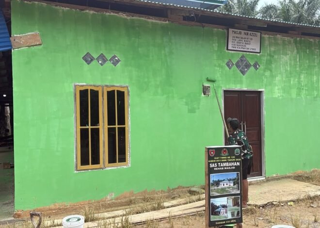 Kejar Target, Satgas TMMD Ke-129 Kodim 0911/Nunukan Kebut Rehab Masjid Nur Azizu di Sebatik Barat
