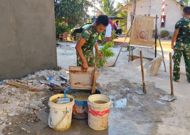 Pemasangan Keramik Rumah Bapak Iwan Dimulai, RTLH TMMD Ke-129 Kodim 0413/Bangka Makin Nyata