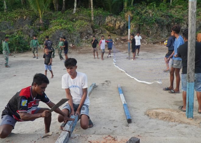 Warga Desa Polewali Antusias Manfaatkan Bantuan Sarana Olahraga dari Satgas TMMD Ke-129