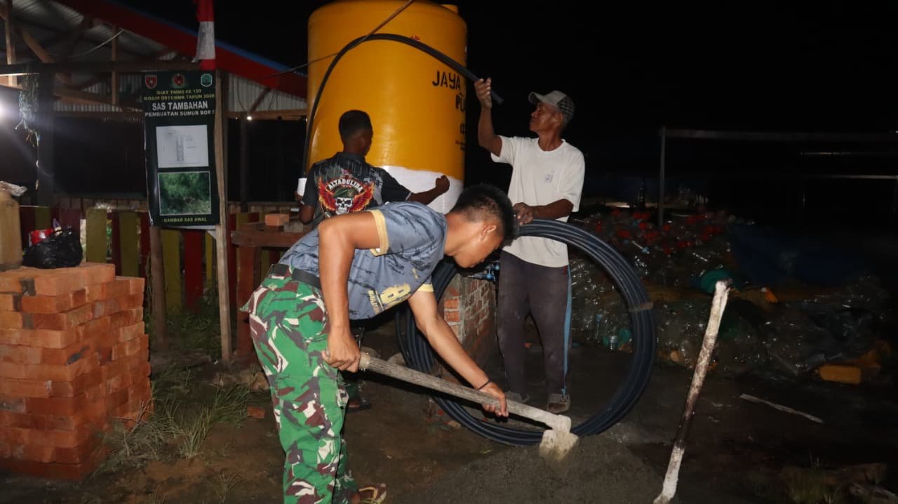 Atasi Kesulitan Air Bersih, TMMD 129 Desa Liang Bunyu Bangun Sumur Gravitasi di 4 Titik