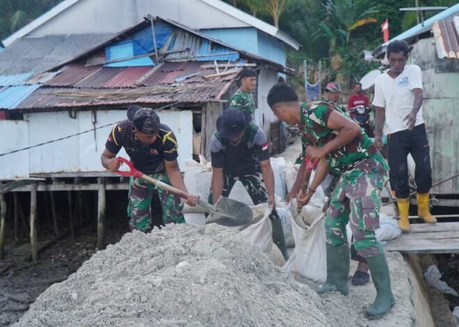 Satgas TMMD Ke-129 Angkut Material Pasir untuk Pembangunan Rabat Beton di Desa Polewali