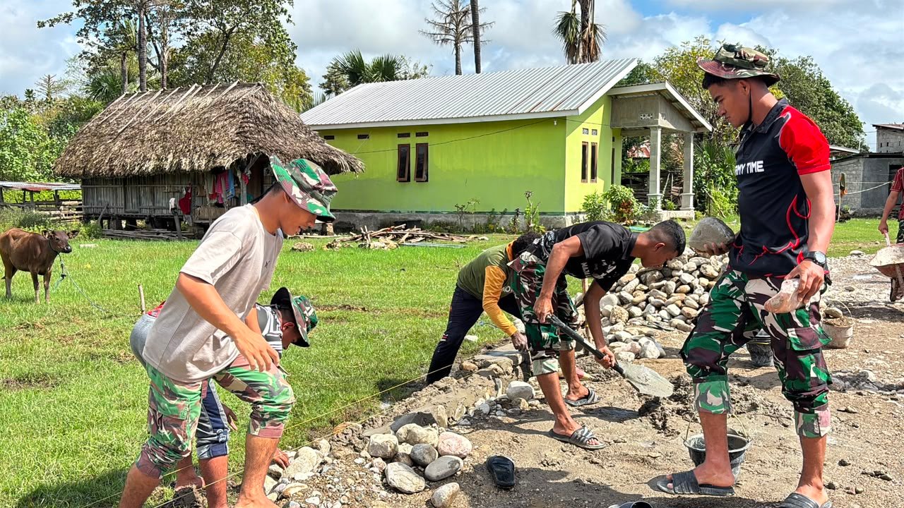 TMMD Optimalkan Peningkatan Jalan Usaha Tani 1.500 Meter Melalui Pembangunan Tembok Penahan