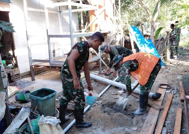 Kolaborasi TNI dan Masyarakat Terwujud dalam Pembangunan MCK di Desa Bandar Raya
