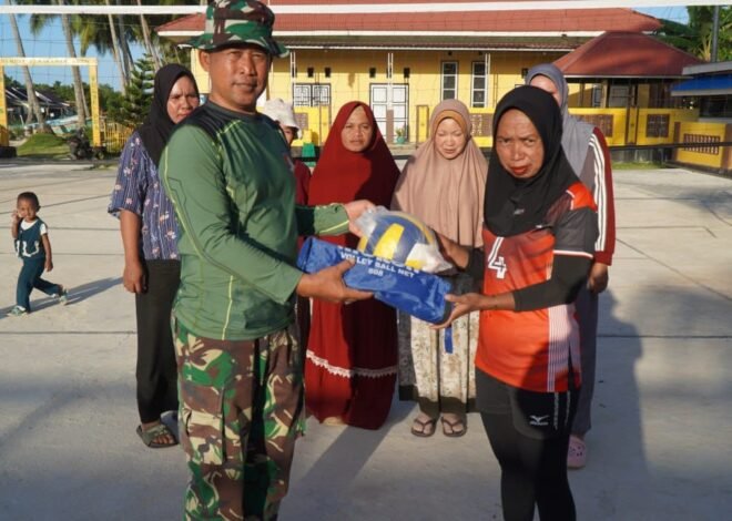 Satgas TMMD Serahkan Bantuan Sarana Olahraga kepada Ibu-Ibu PKK Desa Pulau Dua