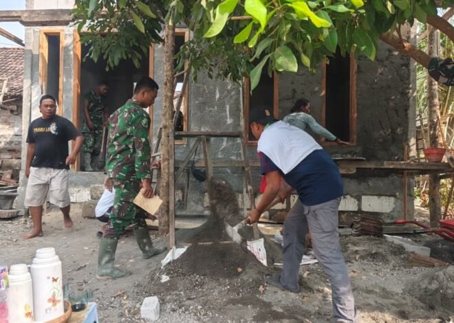 Dari Adukan Pasir dan Semen, Satgas TMMD 129 Bersama Warga Wujudkan Dinding Kokoh Program RTLH Desa Tlemang
