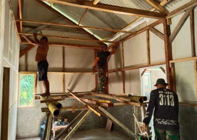Pengacian Hingga Pemasangan Plafon PVC Dikebut, Rumah Bapak Siswanto Berubah Wajah Berkat TMMD Ke-129 Kodim 0410/KBL