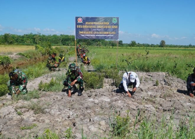 Satgas TMMD Ke-129 Kodim 1011/Kuala Kapuas Tanam Pohon, Wujud Nyata Kepedulian Terhadap Lingkungan