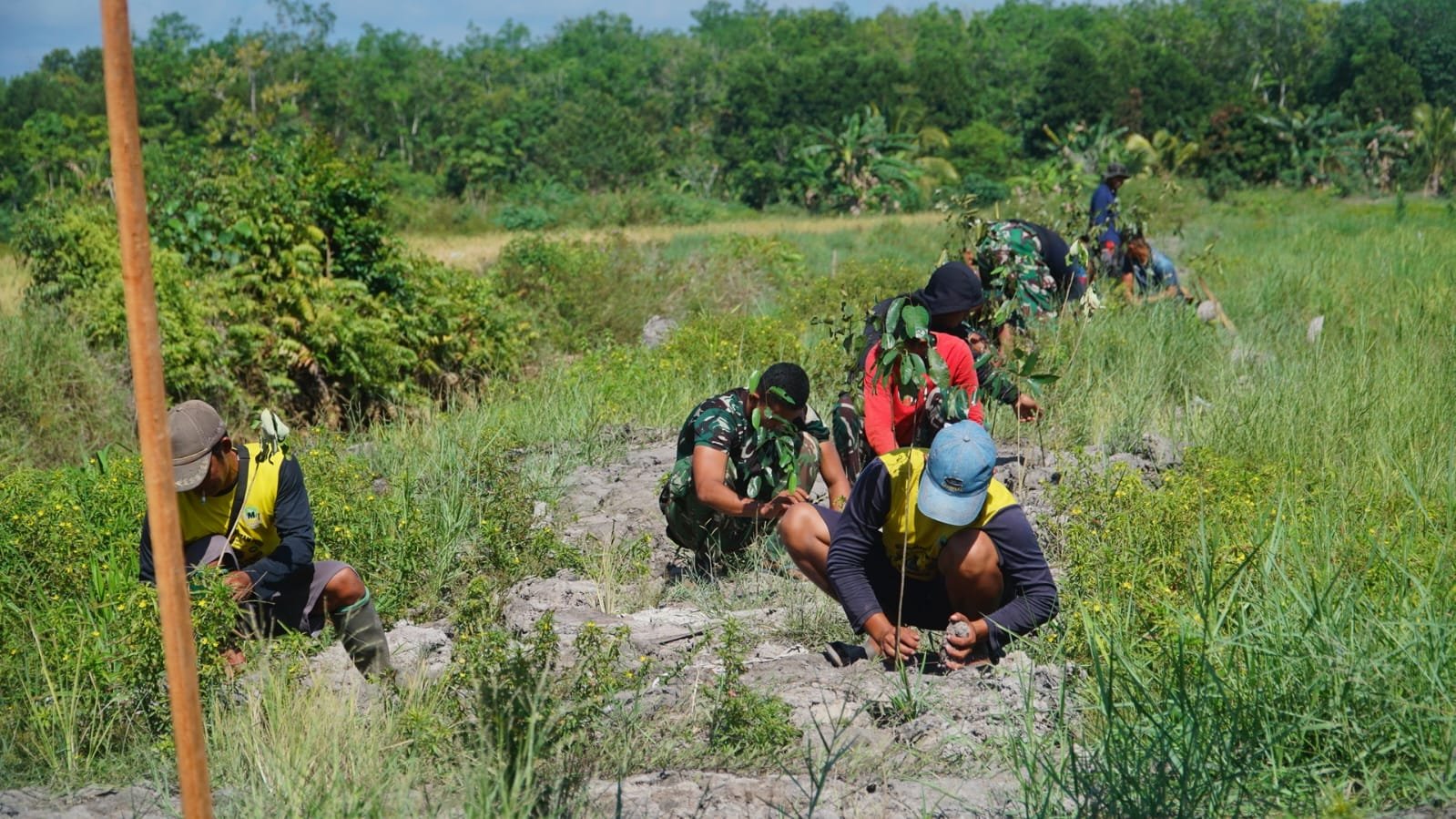 Hijaukan Desa Bandar Raya, Satgas TMMD dan Warga Gelar Aksi Tanam Pohon Bersama