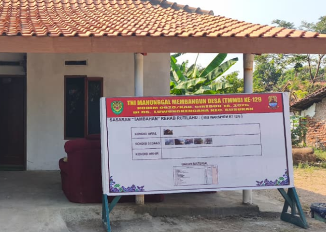 Dari 7 Unit RTLH, Rumah Ibu Warsiyem Jadi Sasaran Kedua yang Rampung Direhab Satgas TMMD ke-129 Kodim 0620/Kabupaten Cirebon