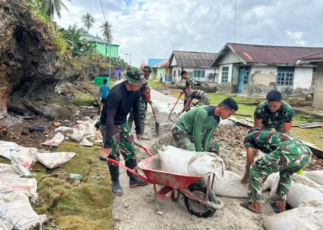Gotong Royong Satgas TMMD dan Warga Percepat Pekerjaan Rabat Beton Jalan di Desa Polewali