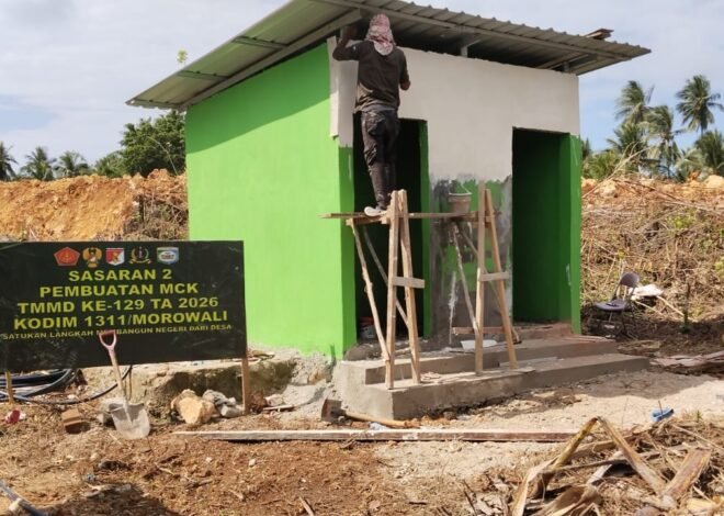 Pengecatan Dinding MCK Masjid Desa Polewali Masuki Tahap Finishing, bukti nyata kinerja satgas TMMD