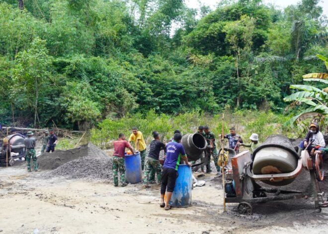 Tiga Mesin Molen Beroperasi, Pengerjaan Rabat Beton TMMD Ke-129 Bangli Semakin Optimal
