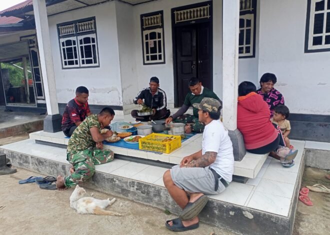 Makan Siang Bersama Satgas TMMD dan Warga Perkuat Semangat Gotong Royong di Desa Sekardadi