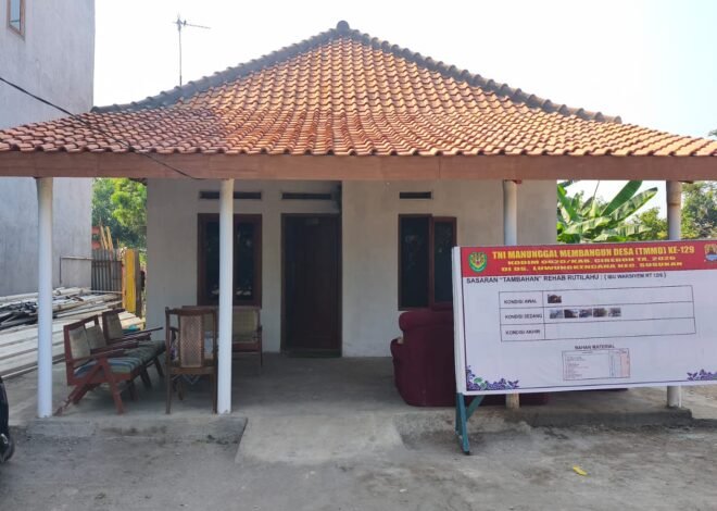 Rehab RTLH Ibu Warsiyem Rampung, Rumah Kedua Sasaran TMMD ke-129 Kodim 0620/Kabupaten Cirebon Berhasil Diselesaikan