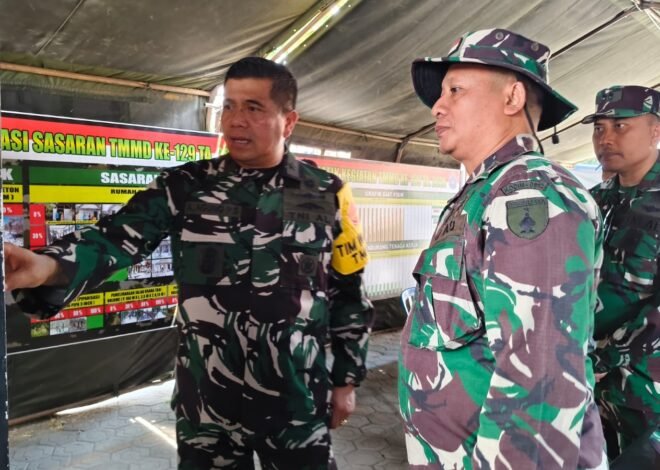 Sinergi TNI dan Rakyat Membara, Waaster Kasal Tinjau Langsung Pos Kotis TMMD ke-129 Kodim 0812/Lamongan