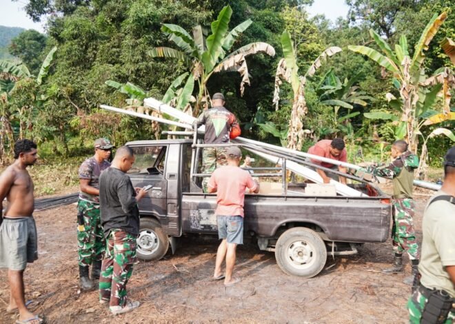 Satgas TNI Bangun Infrastruktur Pedesaan dengan Distribusi Material di Urimessing