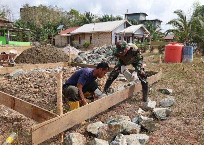 Satu Hari, Pondasi Poskamling TMMD ke-130 Diselesaikan untuk Keamanan Desa