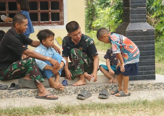 Satgas TMMD ke-130 Kodim 0407 Berikan Kebahagiaan dan Edukasi bagi Anak-anak