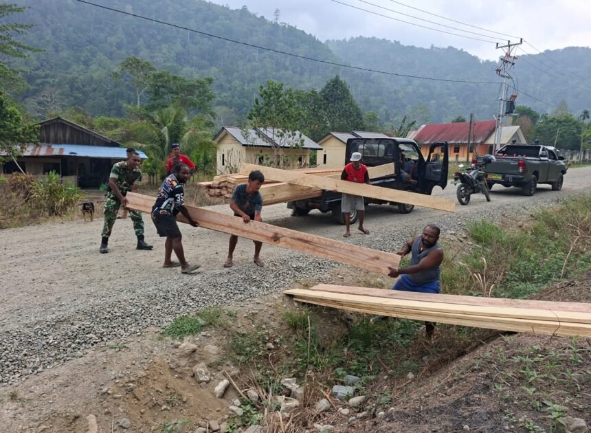 Kampung Yamboi Selenggarakan Aksi Bersama TNI Pasca Pembukaan TMMD ke-130